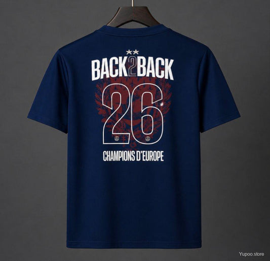 2 Stars 25/26 PSG Home Jersey With Back 2 Back Champion Printing