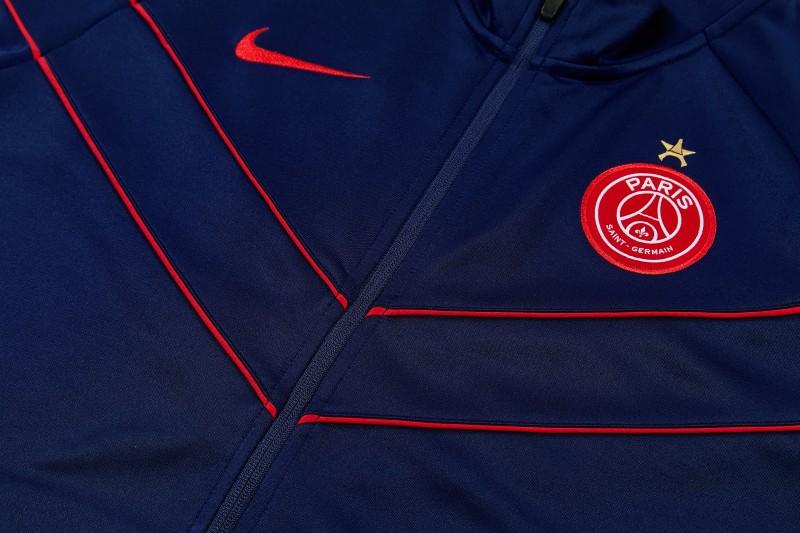 26/27 Paris Saint-Germain Navy Blue with Red Chevron Stripe Full Zipper Jacket Tracksuit + Long Pants (Home)