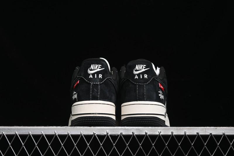Nike Air Force 1 '07 Low Stussy Collaboration - Black/Red Label Low-Top Casual Sneakers - SJ6698-008