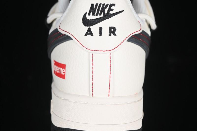 Nike Air Force 1 '07 Low Supreme Collaboration - Beige Red Lace-Up Low-Top Casual Sneakers SJ1198-104