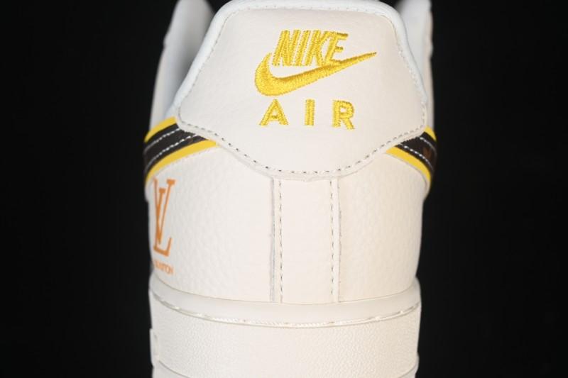 Nike Air Force 1 '07 Low LV Collaboration Beige Brown Patchwork Casual Sneakers - DD1982-302