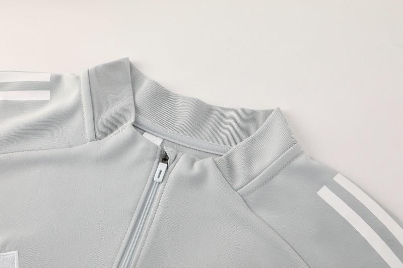 25/26  Adidas Light Grey Full zipper Jacket Tracksuit+ long pants