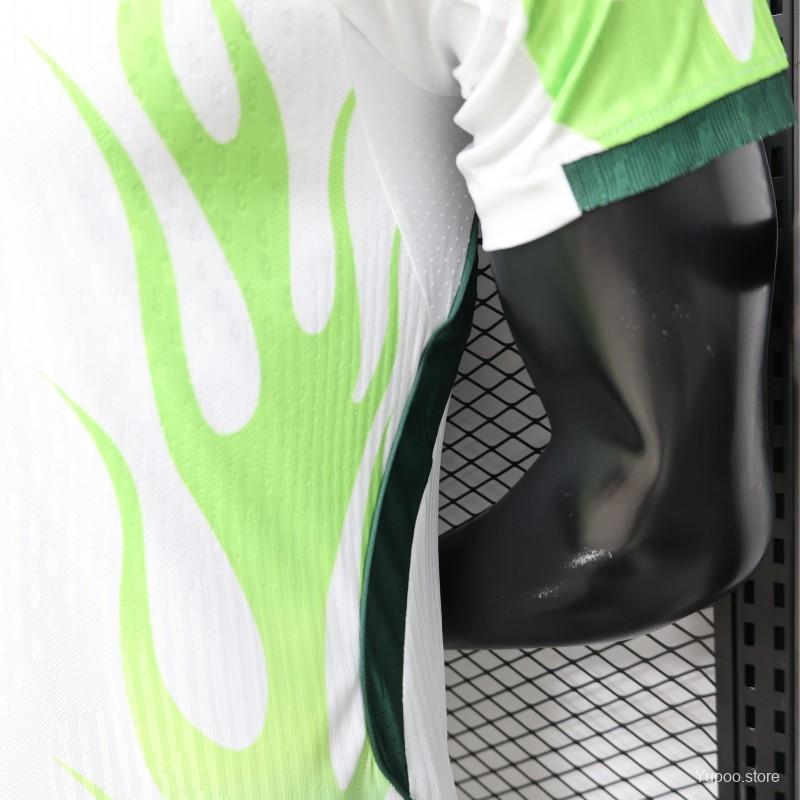 Player Version 2026 Nigeria  White with Green Flame Away Jersey