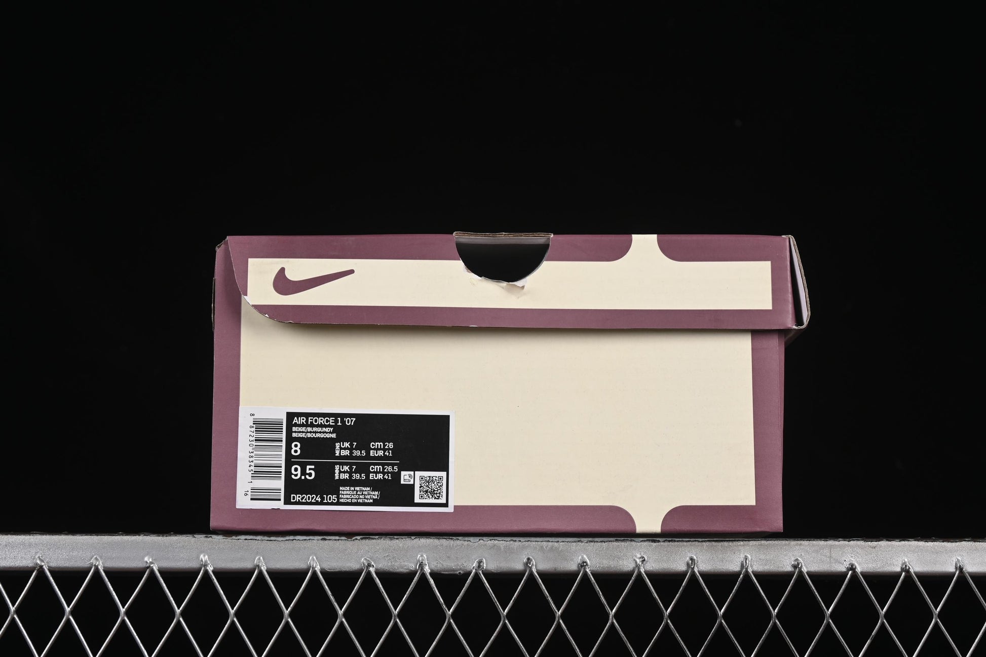 Nike Air Force 1'07 Low "Dream" Casual Sneakers with White Wine Red Swoosh - DR2024-105