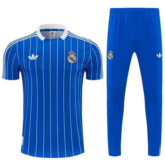 26/27 Real Madrid Blue Short Sleeve Tracksuit + Long Pants