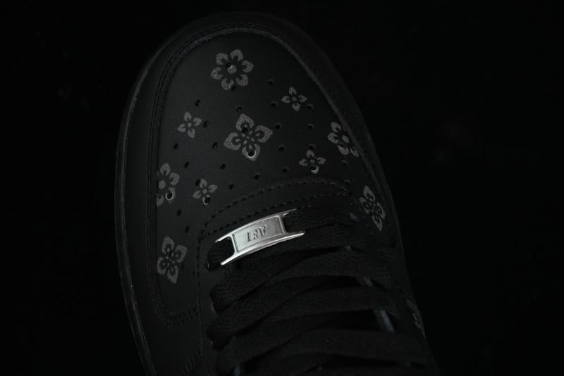 Nike Air Force 1 '07 Low LV Custom All Black Casual Sneakers - 315122-101