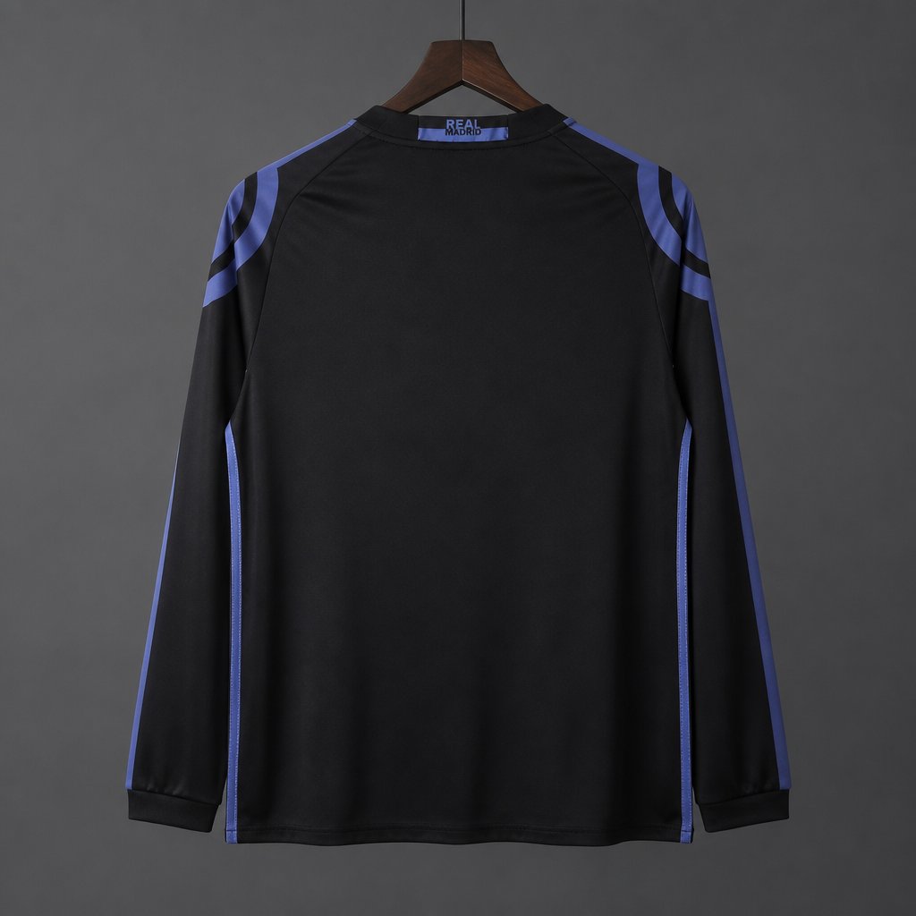 Retro 16/17 Real Madrid Black with Purple Long Sleeve Jersey