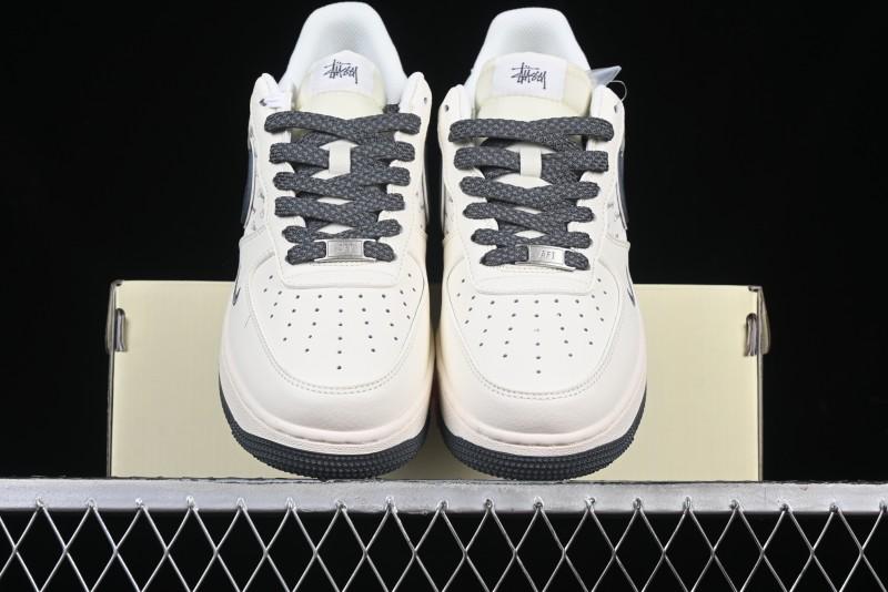 Nike Air Force 1 '07 Low Stussy Collaboration - Grey English Patchwork Low-Top Casual Sneakers - XZ3328-536