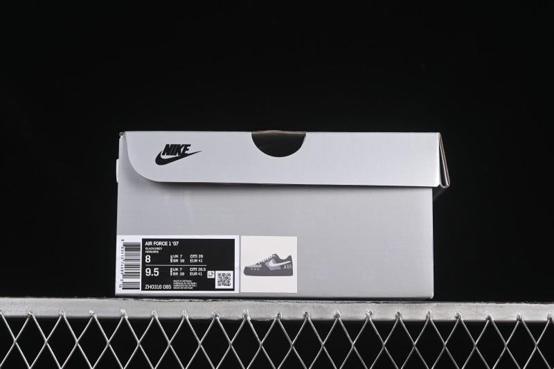 Nike Air Force 1 '07 Low Black Silver Court Low-Top Casual Sneakers - ZH0316-085