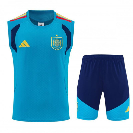 26/27 Spain Light Blue Sleeveless Training Vest +Soccer Shorts