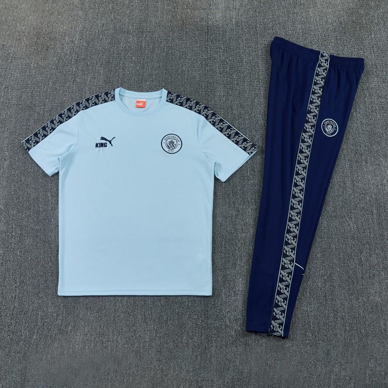 26/27 Manchester City Sky Blue Short Sleeve Tracksuit  + Long Pants (Puma King / Home)