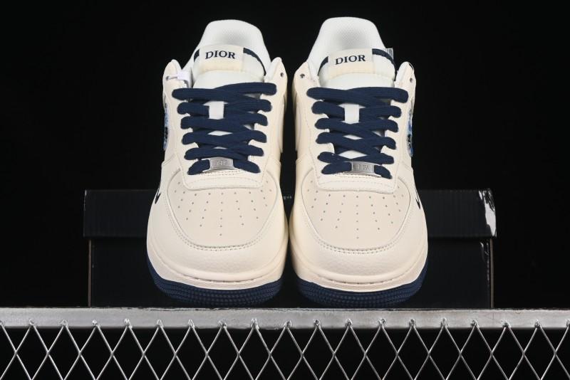 Nike Air Force 1 '07 Low Dior Collaboration Blue Iridescent Swoosh Casual Sneakers - XS1958-569