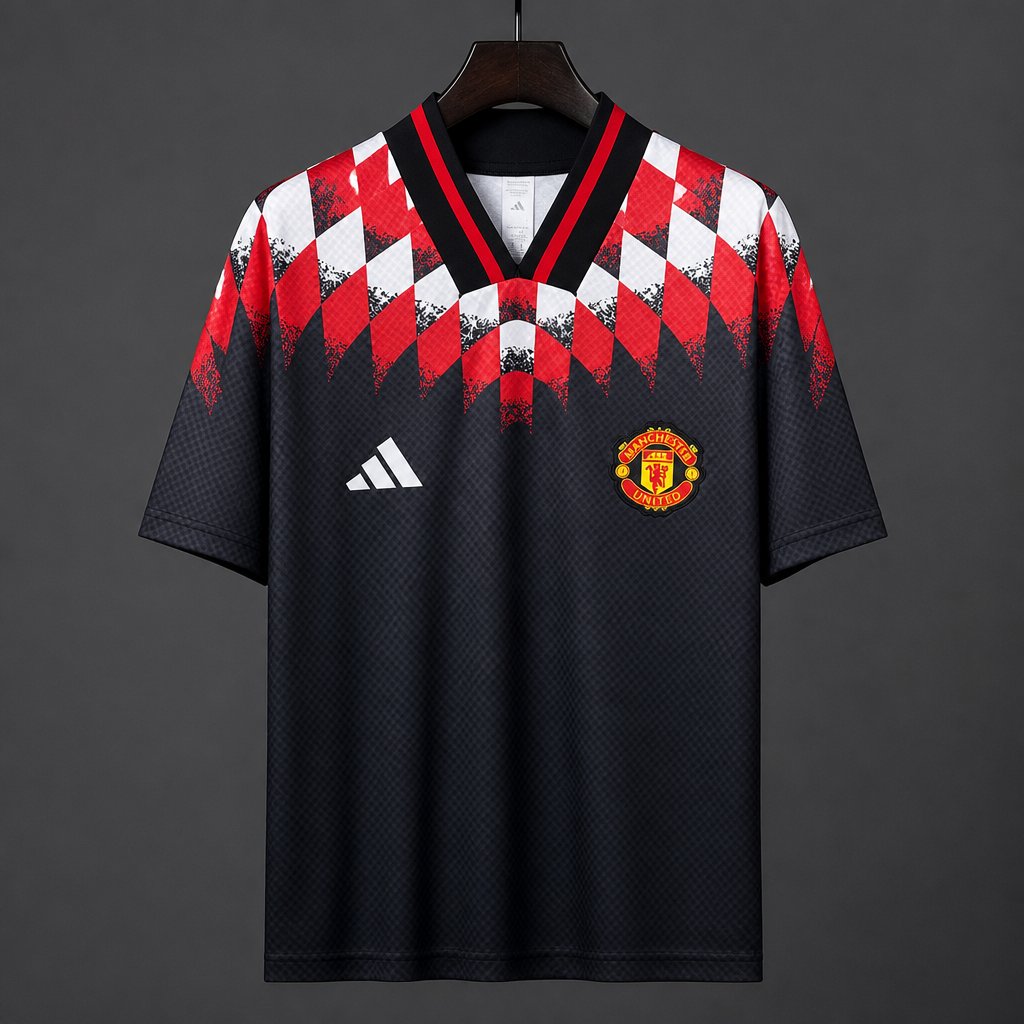 26/27 Manchester United Black Diamond Pattern Pre-Match Jersey