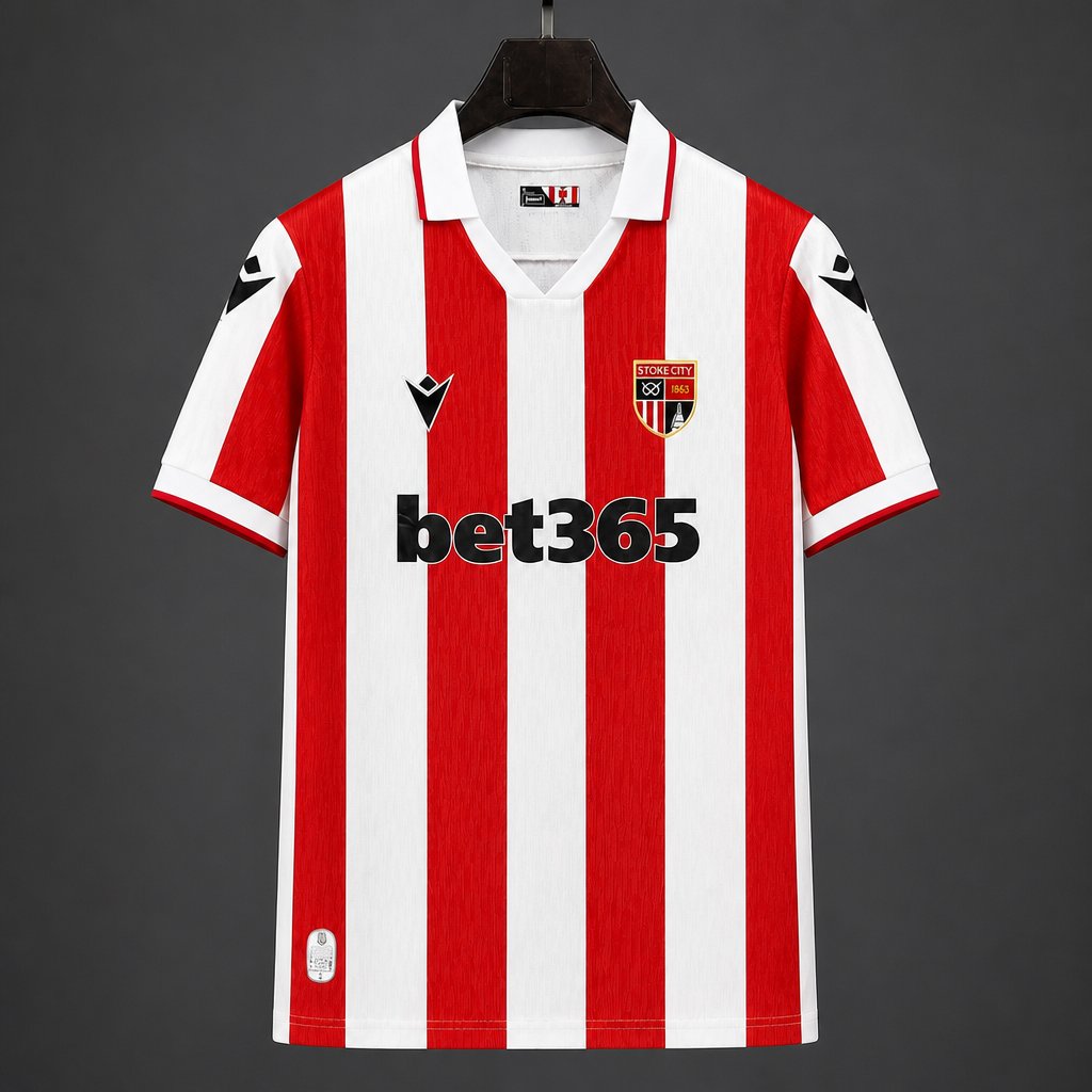 26/27 Stoke City Home Red Stripes Jersey