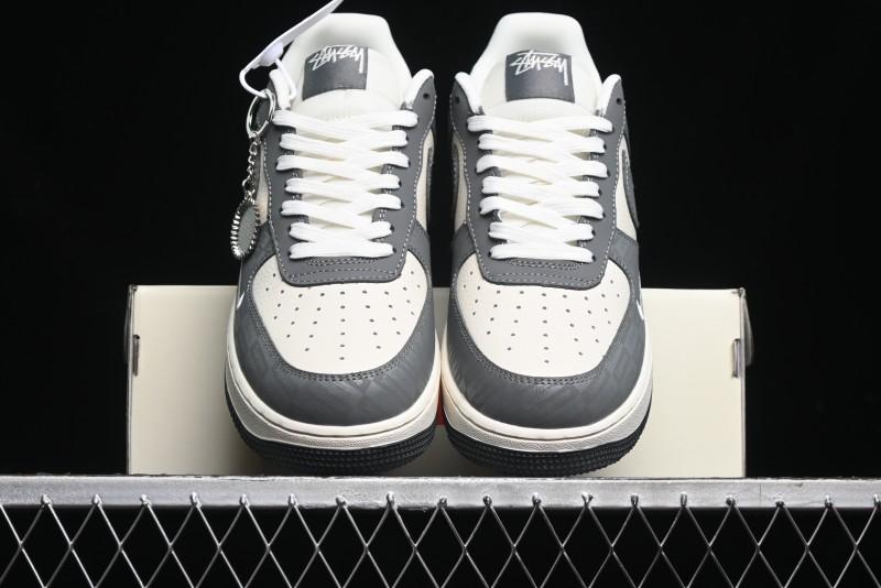 Nike Air Force 1 '07 Low Stussy Collaboration - Light Bone Shadow Low-Top Casual Sneakers - DF0180-008