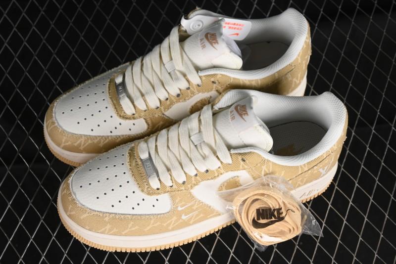 Nike Air Force 1 '07 Low LV Collaboration - Khaki Double Swoosh Low-Top Casual Sneakers - HD1968-027