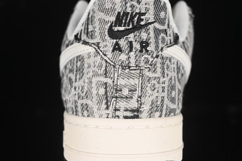 Nike Air Force 1 '07 Low Dior Collaboration Pattern Black White Swoosh Casual Sneakers - XS1958-581