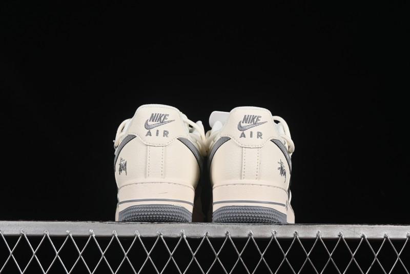 Nike Air Force 1 '07 Low Stussy Collaboration Grey Diamond Lace-Up Casual Sneakers - DM6868-072