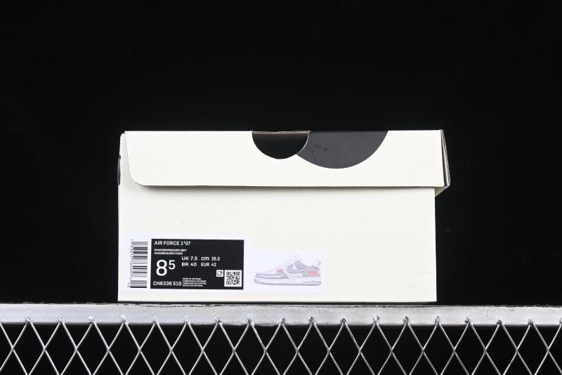 Nike Air Force 1 '07 Low Supreme Collaboration Grey Swoosh Red Tab Low-Top Casual Sneakers - CH6336-510