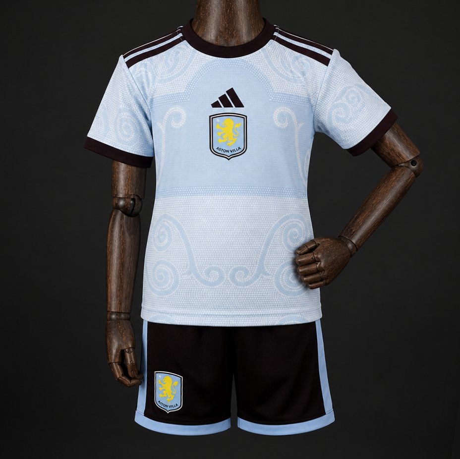 26/27 Kids Aston Villa Light Blue Jersey Kit