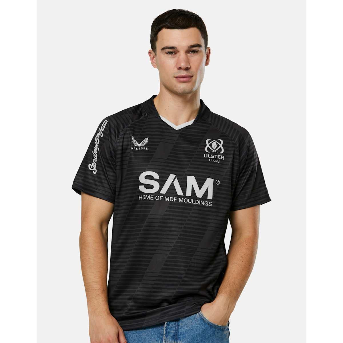 25/26 Ulster Rugby Black with Horizontal Stripe Pattern Jersey