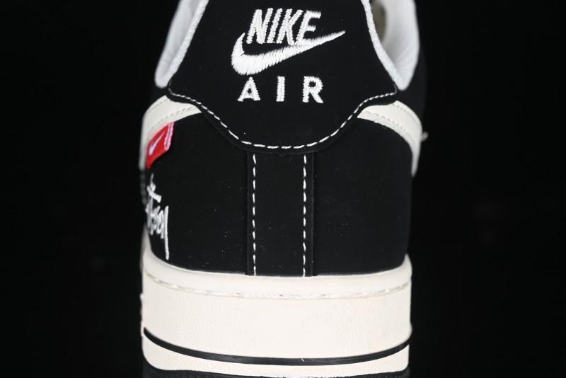 Nike Air Force 1 '07 Low Stussy Collaboration - Beige Black with Red Tab Low-Top Casual Sneakers - SJ6698-014
