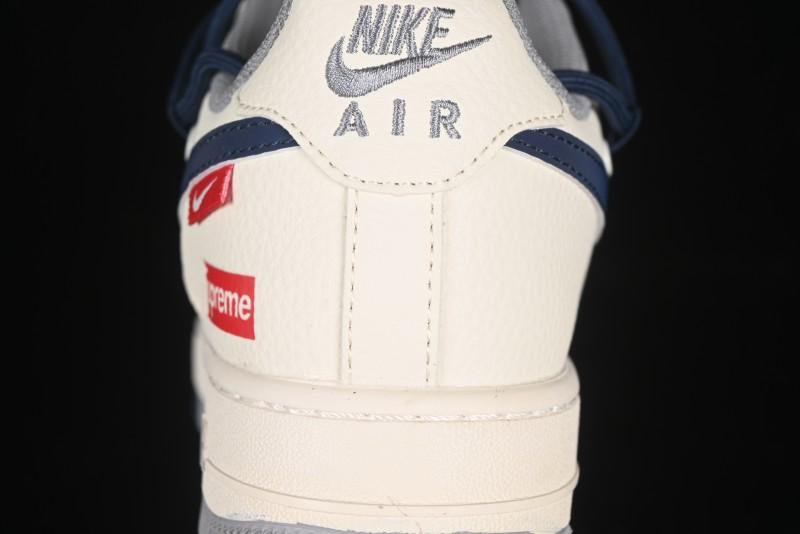 Nike Air Force 1 '07 Low Supreme Collaboration Two-Tone Blue Grey Lace-Up Casual Sneakers - DM6868-068