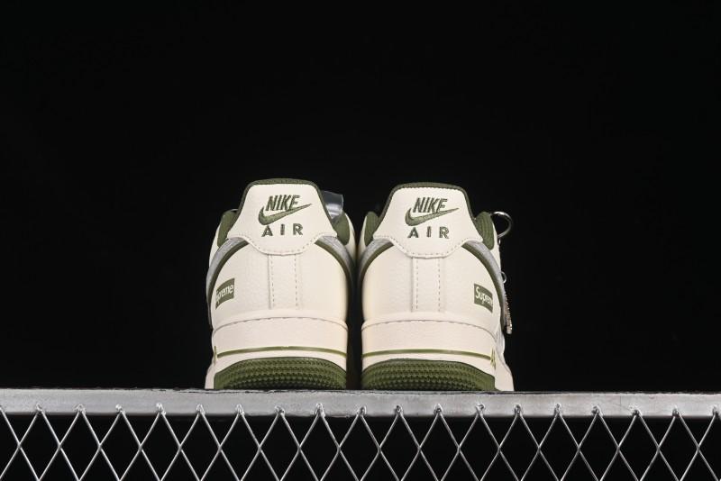 Nike Air Force 1 '07 Low Supreme Collaboration Military Green Multi Swoosh Casual Sneakers - XX3168-148