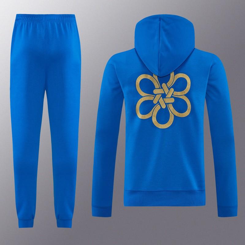 26/27 Real Madrid Royal Blue Pullover Hooded Tracksuit + Long Pants