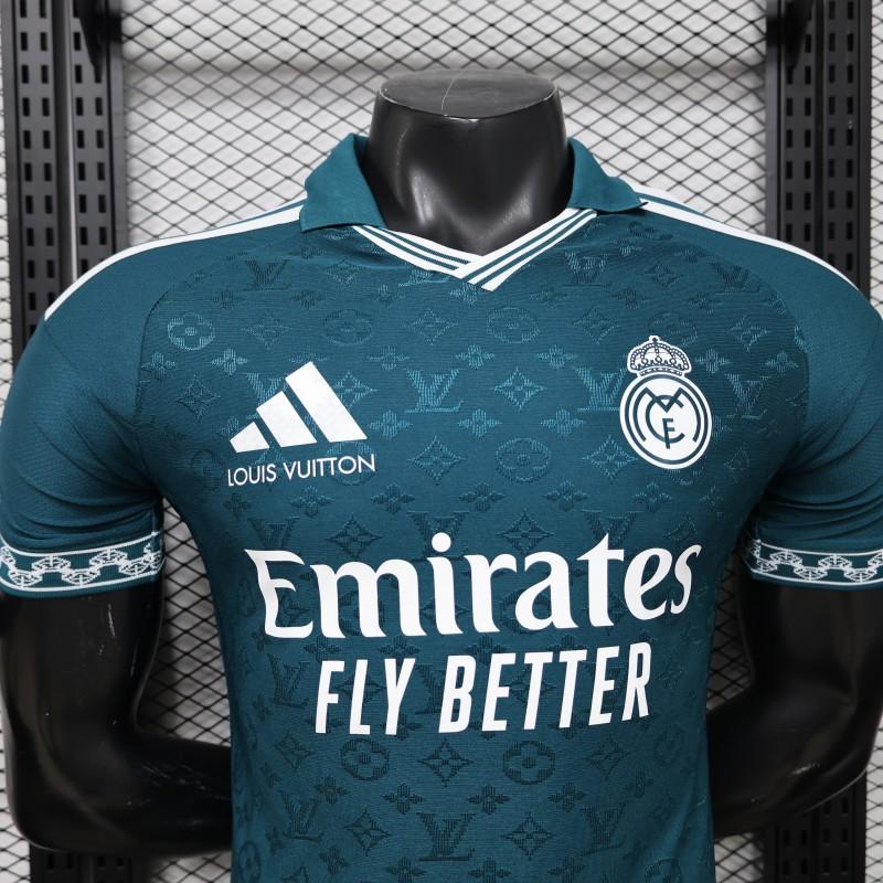 Player Version 2026 Real Madrid × Louis Vuitton Teal LV Monogram Adidas Collab Special Edition Jersey