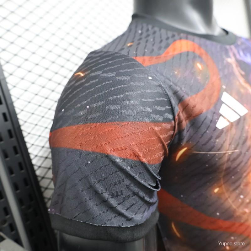 Player Version 2025 Japan NA ZHA Black with Fire & Ice Warrior Jersey