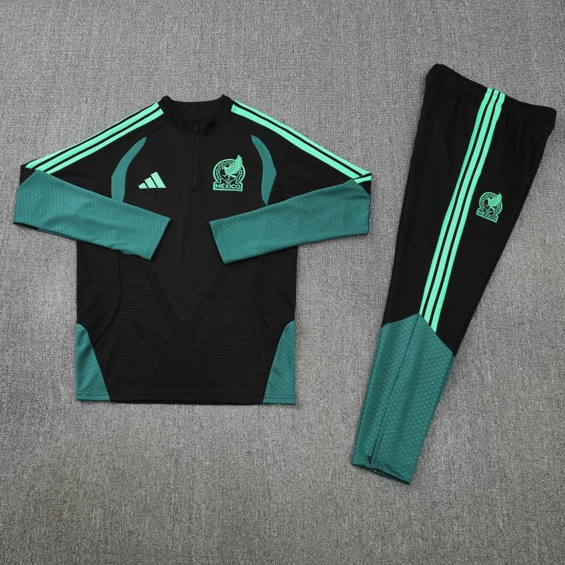 26/27  Mexico Black Half Zipper Jacket Tracksuit + Long Pants