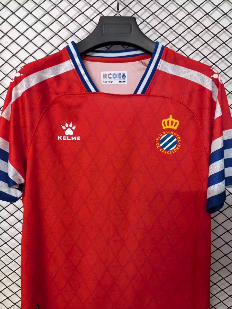 26/27 RCD Espanyol Red with Blue & White Stripe Away Jersey