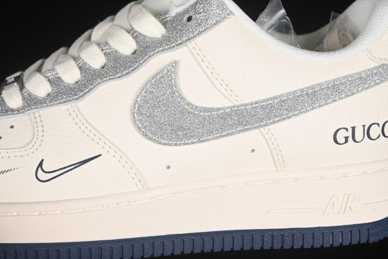 Nike Air Force 1 '07 Low Gucci Collaboration Silver Swoosh Casual Sneakers - XS1958-546