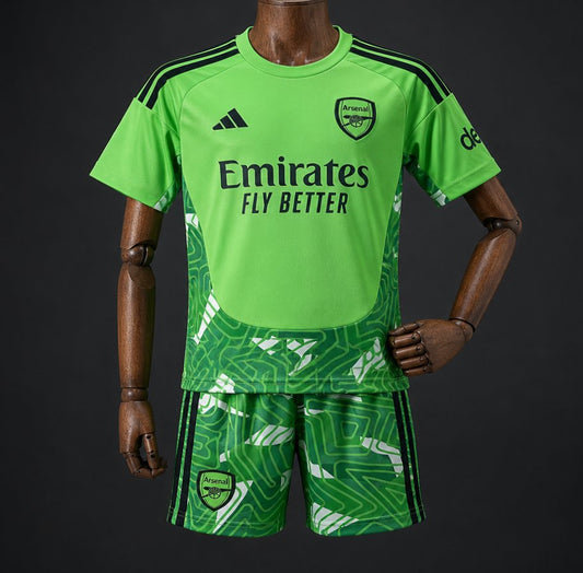 26/27 Kids Arsenal Goalkeeper Neon Green/Dark Green Jersey