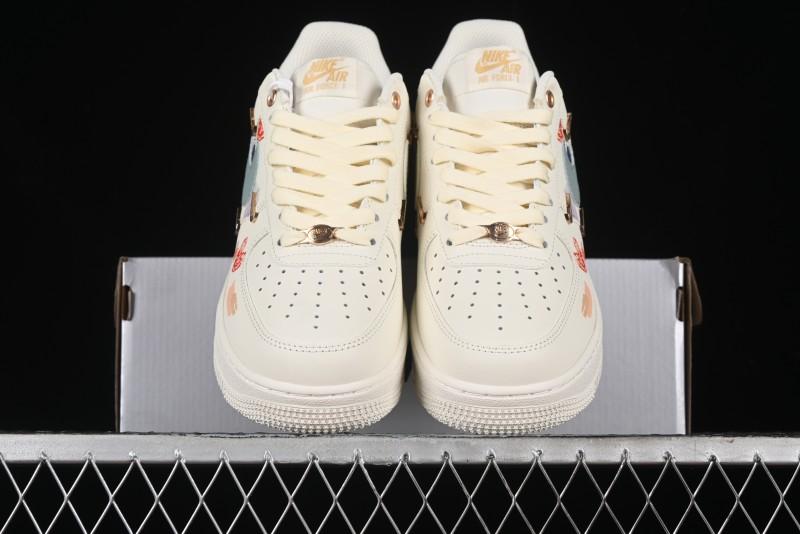 Nike Air Force 1 '07 Low Casual Sneakers with Mint Mambo Anime Theme and Gold Spray - ZH0316-040