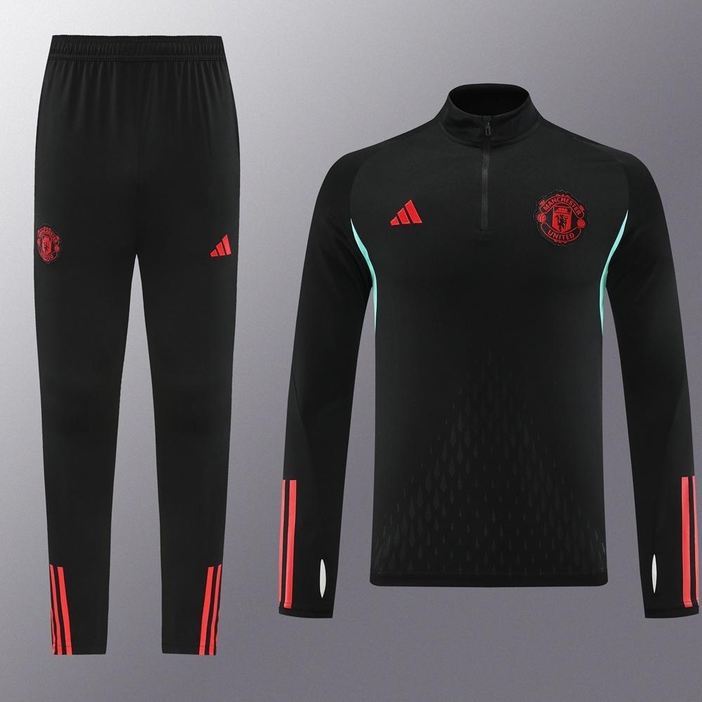 25/26 Manchester United Black Half Zipper Jacket+Long Pants