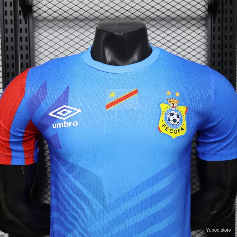 Player Version 26/27 DR Congo  Sky Blue & Red  Home Jersey