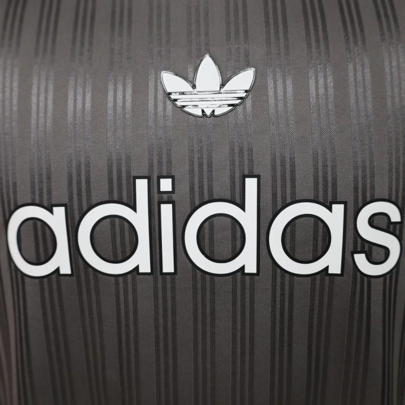 Player Version 2026  Adidas Originals Retro Style Charcoal Grey Stripe Football Jersey