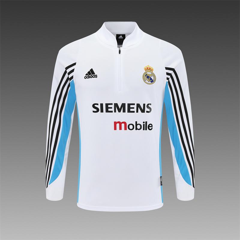 Retro 03/04 Real Madrid White Half Zipper Jacket