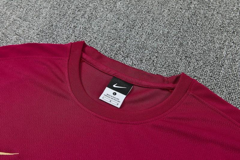 26/27 FC Barcelona Burgundy Red  Short Sleeve + Navy Blue Soccer Shorts