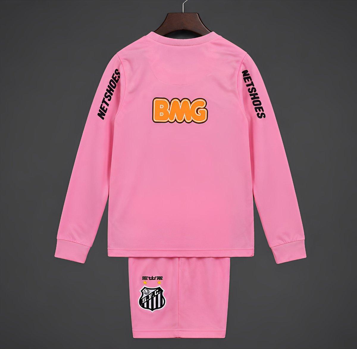 Retro 12/13 Kids Santos Away Pink Long Sleeve Jersey