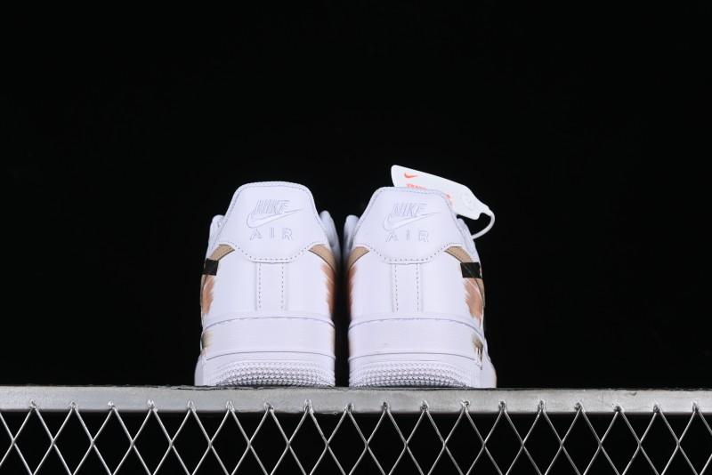 Nike Air Force 1 '07 Low Casual Sneakers with Anime-Inspired Hand-Painted Design, Broken Swoosh Shadow Effect, Brown/Black - CW2288-111