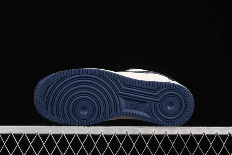 Nike Air Force 1 '07 Low Bape Collaboration Light Blue Swoosh Casual Sneakers - XS1958-554