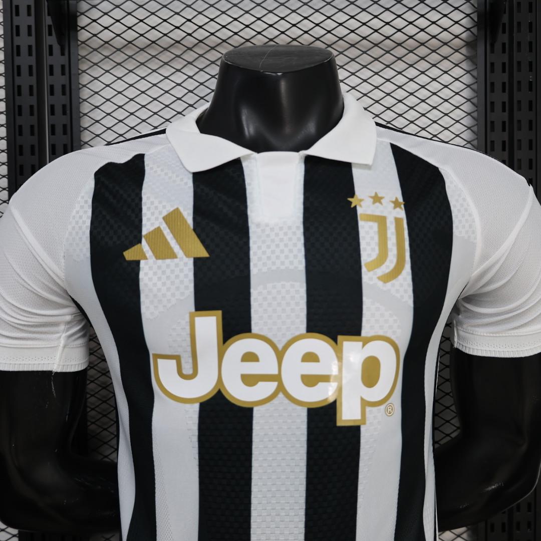 Player Version 26/27 Juventus Black & White Stripe Gold Detail Home Jersey