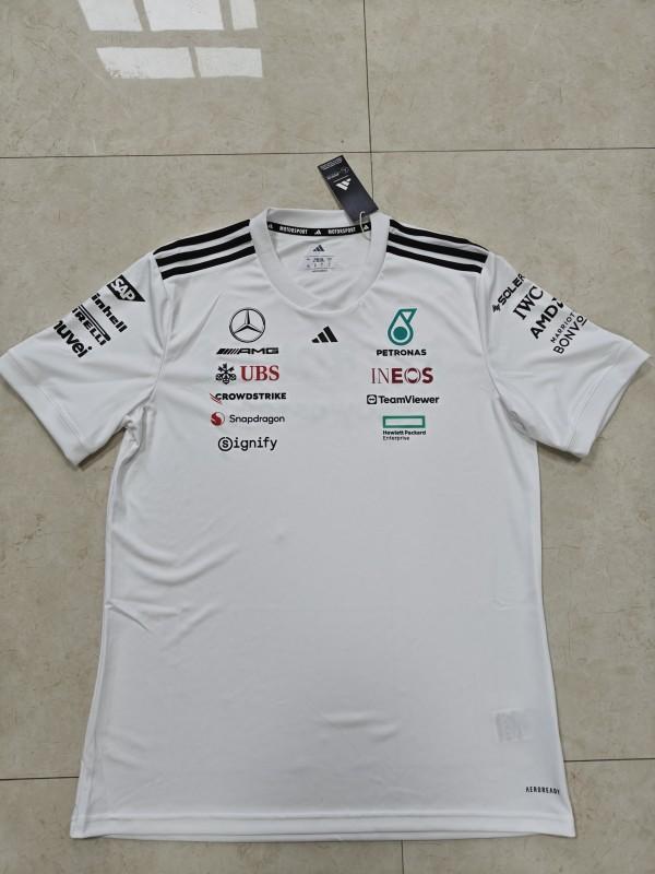 2026 Mercedes-AMG Petronas F1 Team White with Black Shoulder Stripes Shirt
