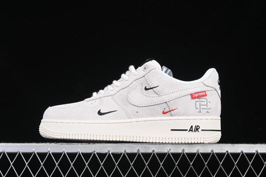Nike Air Force 1 '07 Low Supreme Champion Collaboration Off-White Mini Swoosh Casual Sneakers - SJ6698-020
