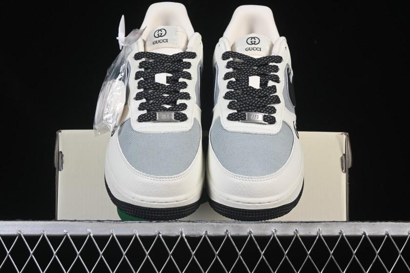 Nike Air Force 1'07 Low Gucci Collaboration White Gray Black Casual Sneakers - YF9511-808