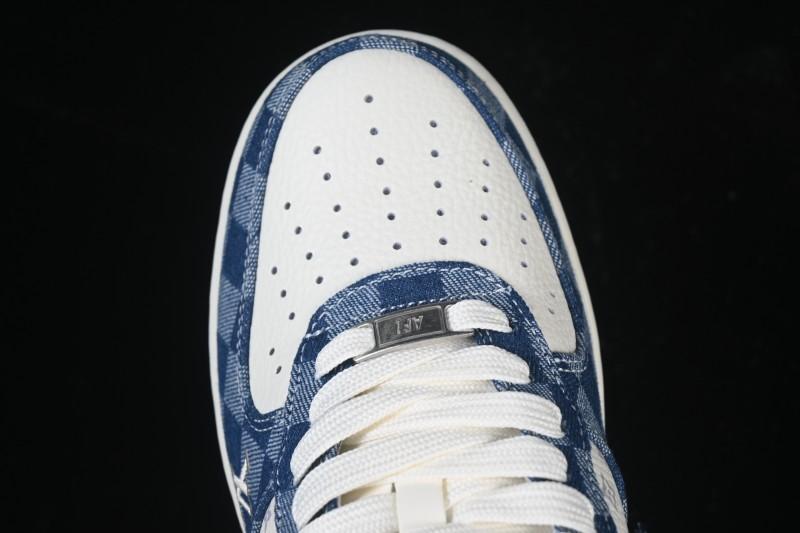Nike Air Force 1 '07 Low Casual Sneakers in White Navy Blue - YF9511-816
