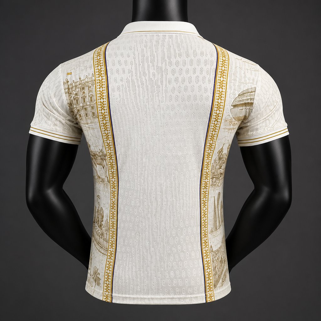 26/27 Real Madrid City Edition Cream with Gold and Polo Collar Jersey